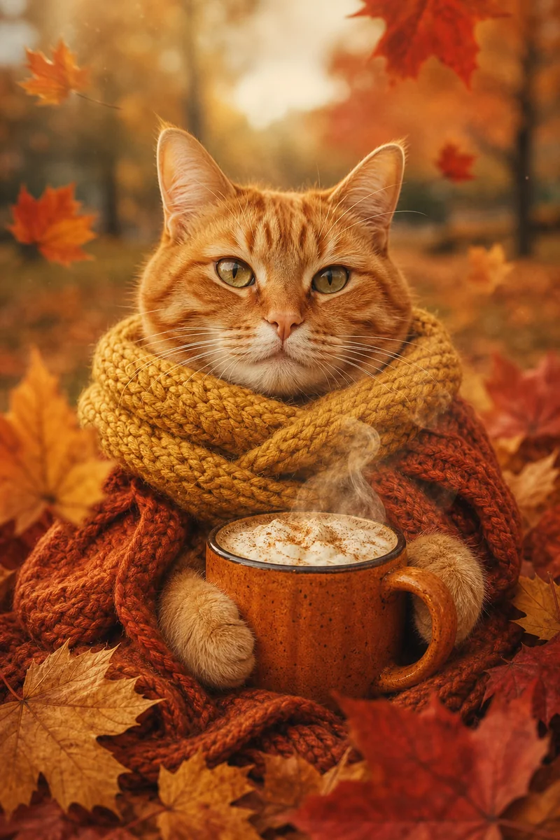 Autumn Cozy AI pet portrait — sample render
