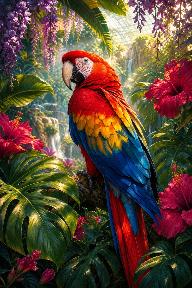 Tropical Aviary AI pet portrait — sample render