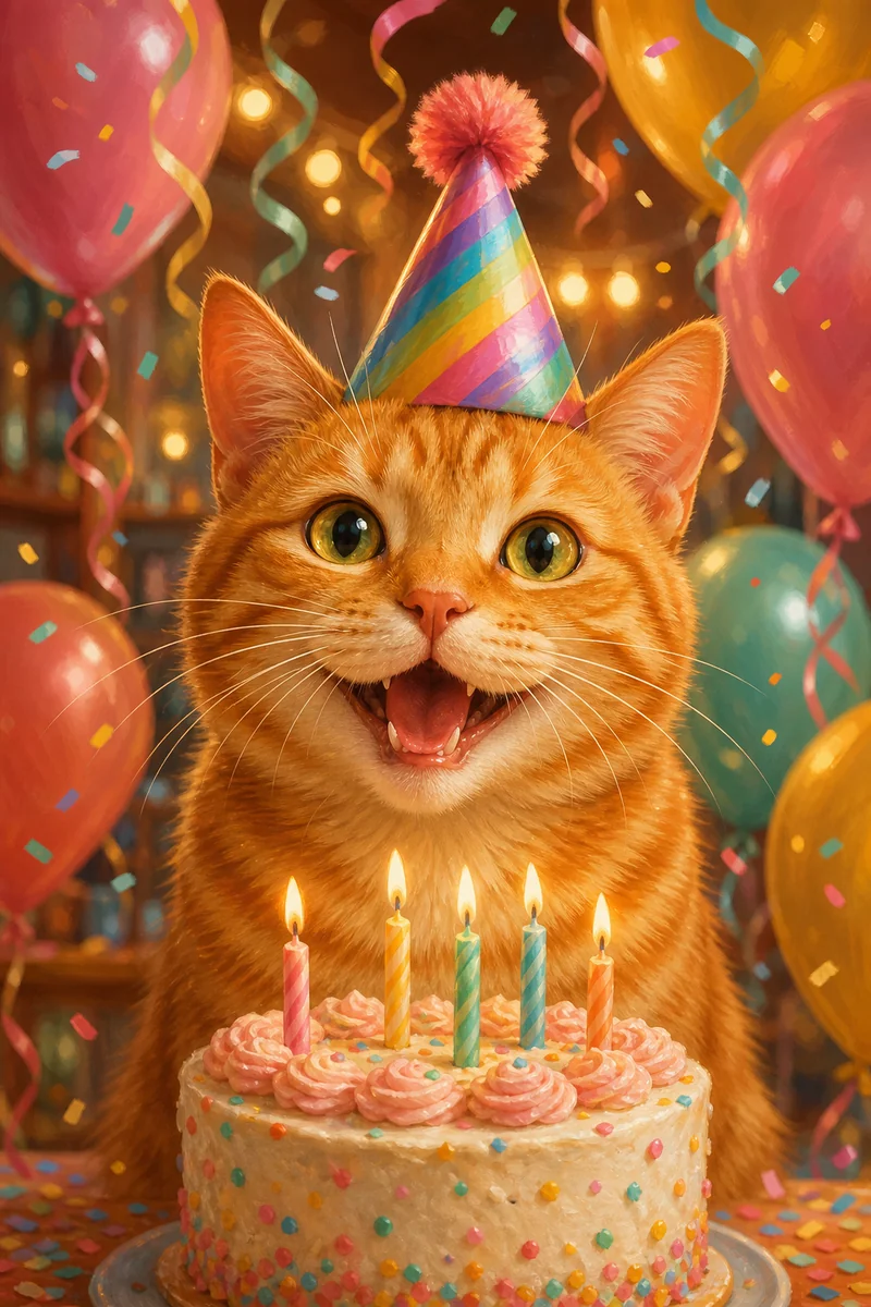 Birthday Party AI pet portrait — sample render