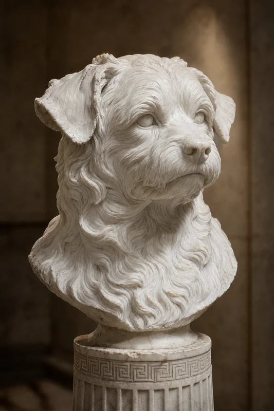 Marble Bust AI pet portrait — sample render