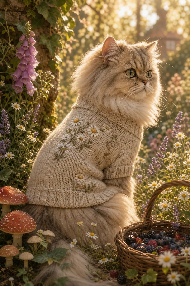 Cottagecore AI pet portrait — sample render