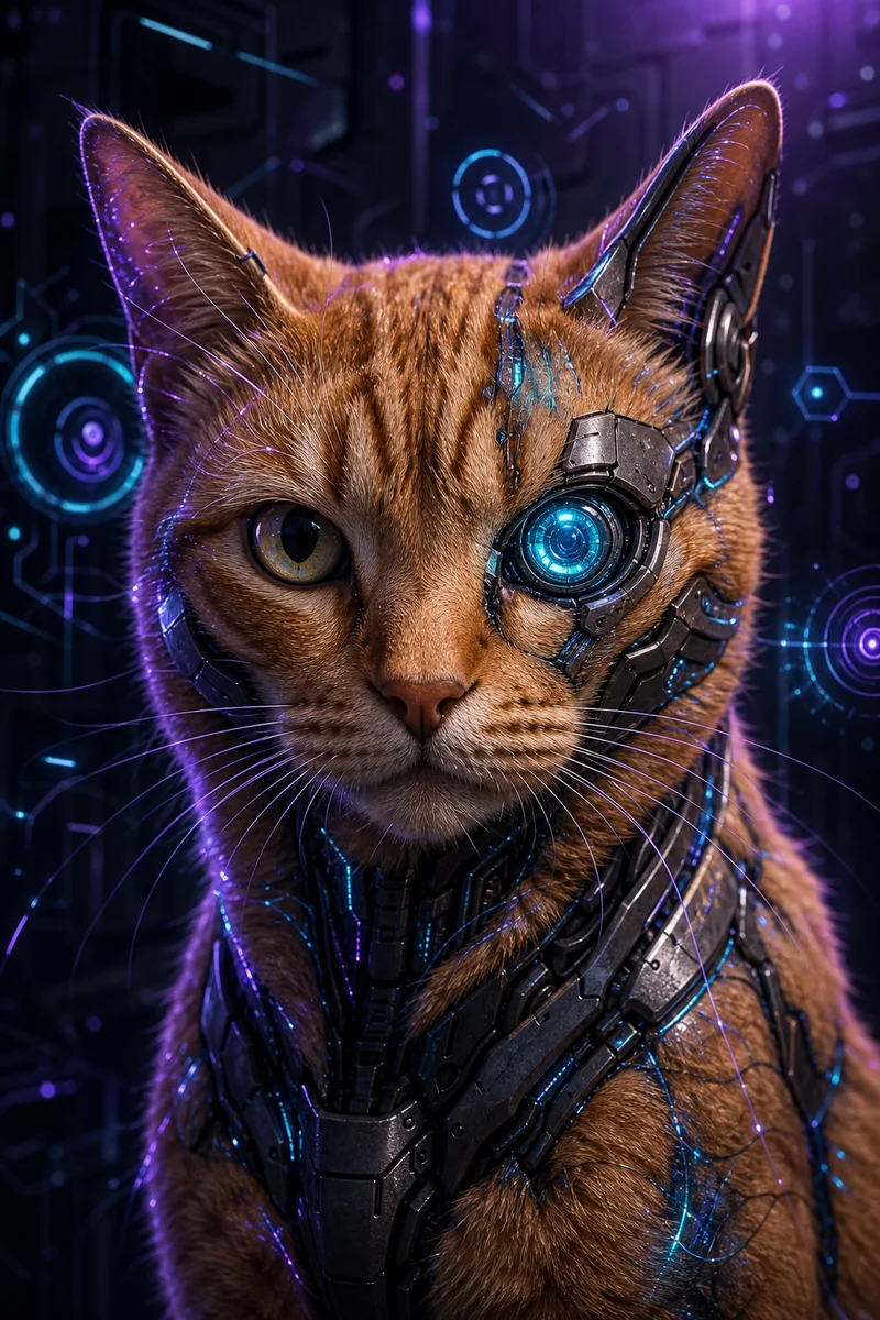 Cyborg Mode AI pet portrait — sample render