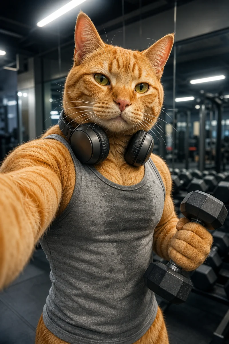 Gym Bro AI pet portrait — sample render