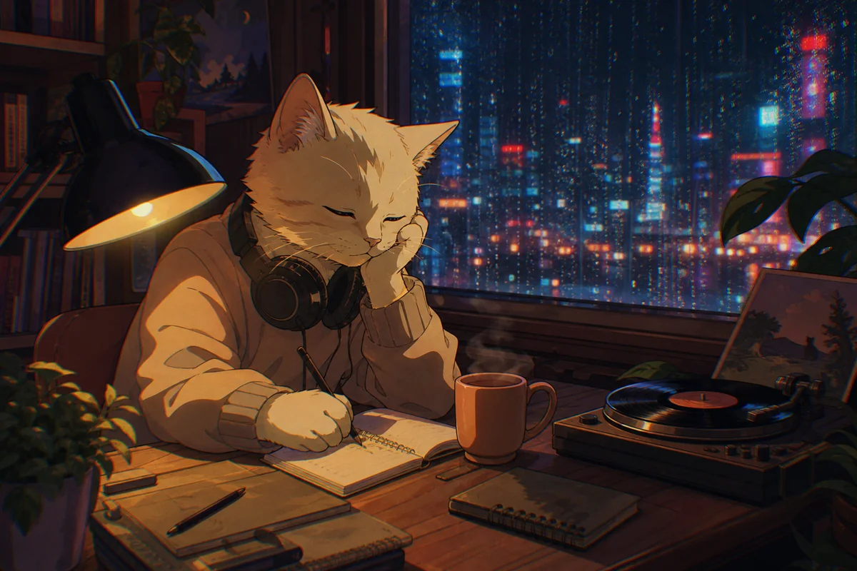 Lo-fi Chill AI pet portrait — sample render