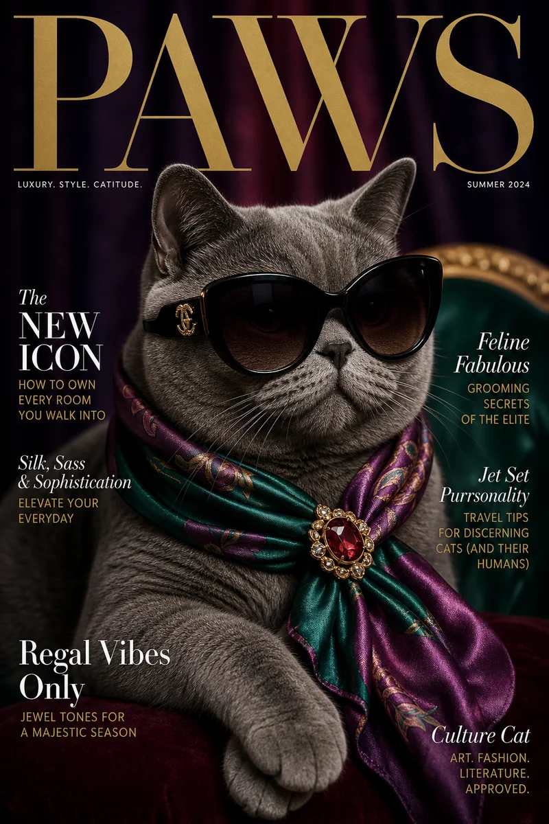 Glossy Cover AI pet portrait — sample render