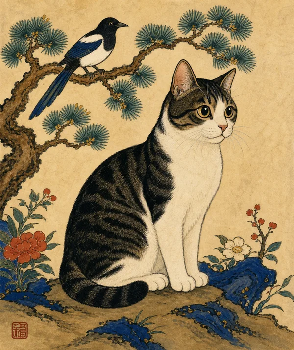 Minhwa Tiger AI pet portrait — sample render