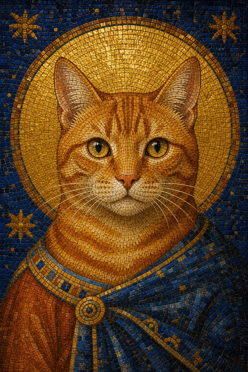 Byzantine Mosaic pet portrait style
