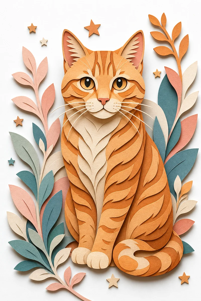 Paper-Cut pet portrait style