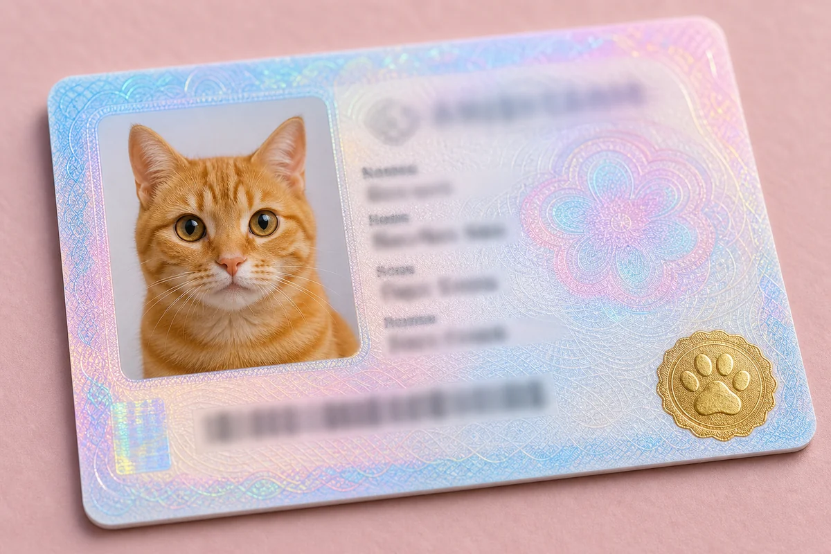 Pet ID Card AI pet portrait — sample render