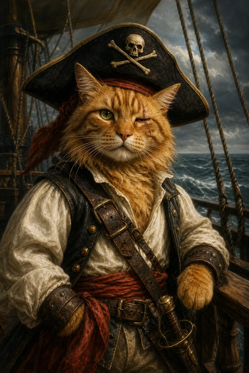 Pirate Captain AI pet portrait — sample render