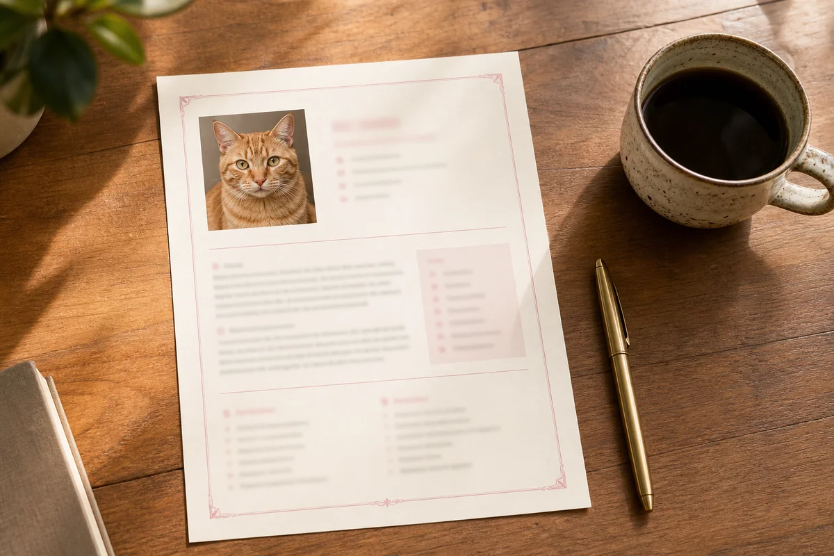 Pet Resume AI pet portrait — sample render