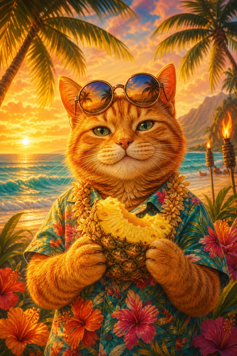 Surfin Aloha AI pet portrait — sample render