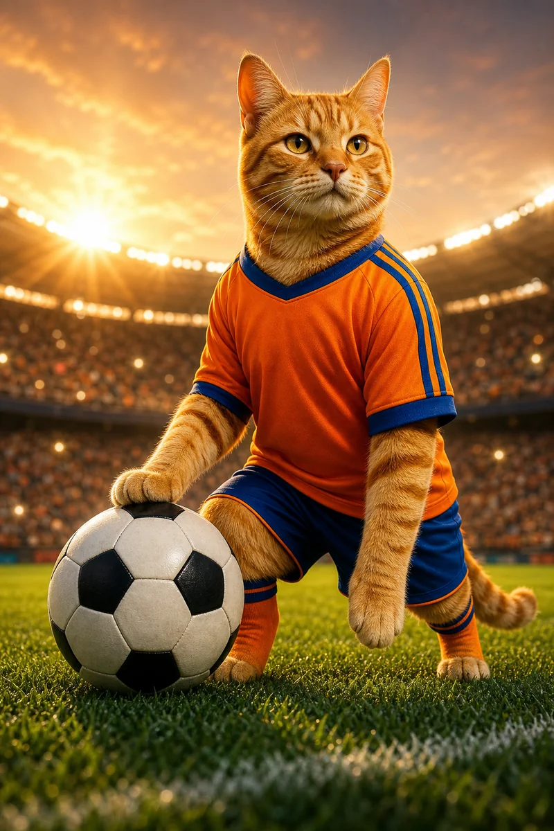 Soccer Star AI pet portrait — sample render