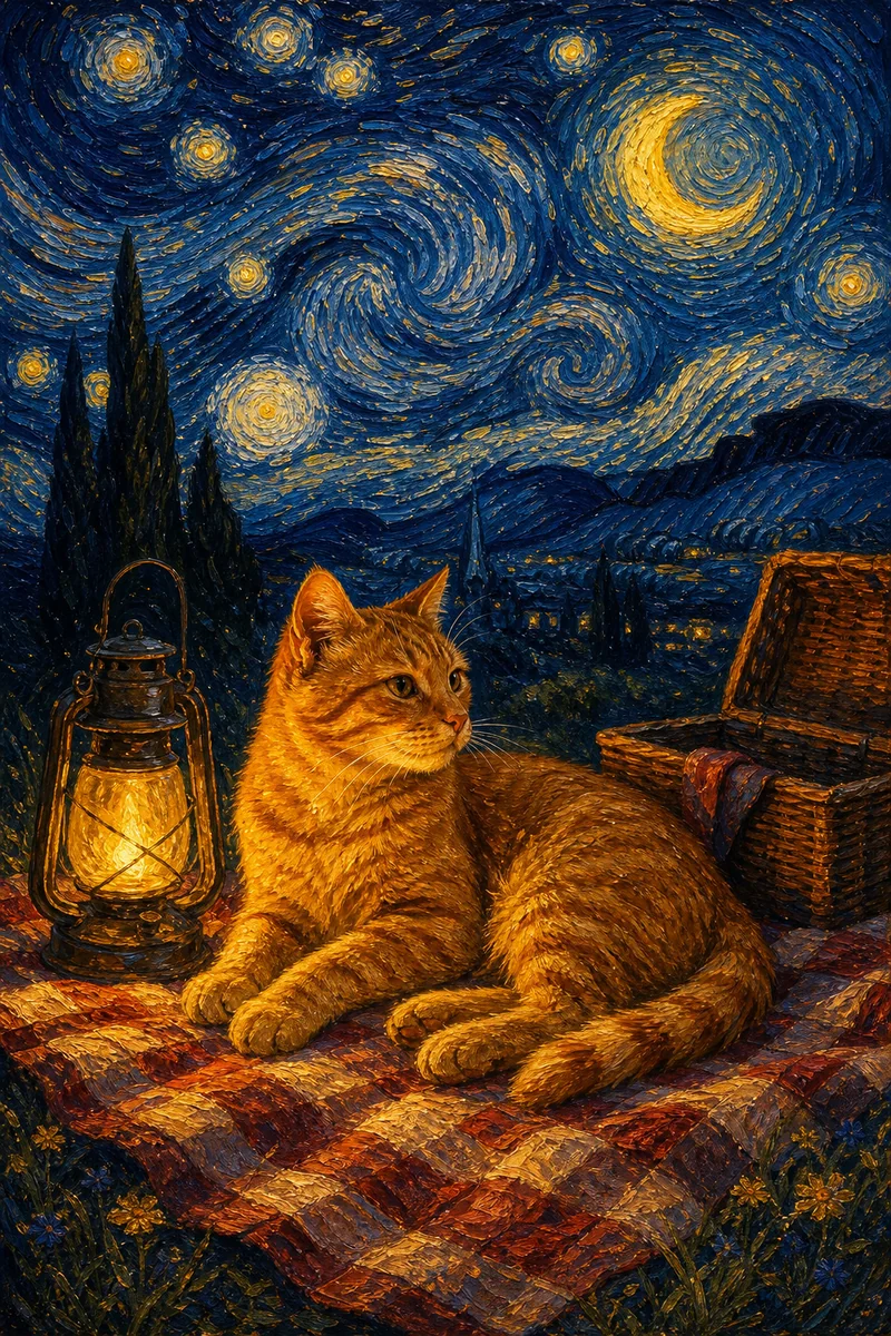 Starlit Picnic AI pet portrait — sample render