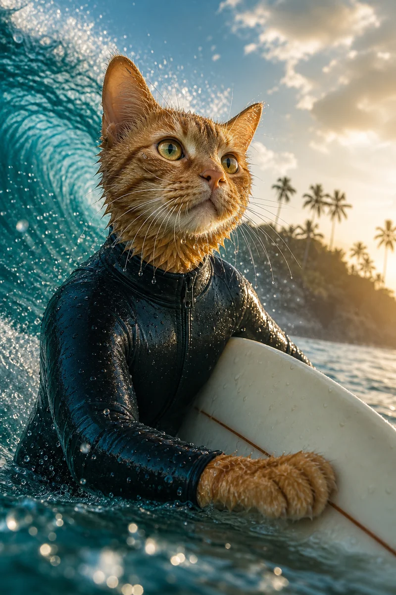 Surf Pup AI pet portrait — sample render