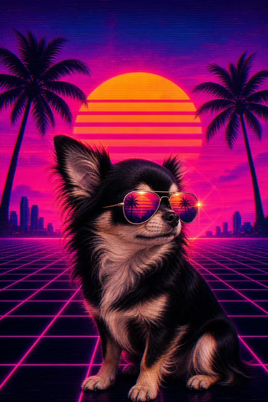 80s Synthwave AI pet portrait — sample render