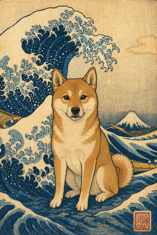 Ukiyo-e AI pet portrait — sample render