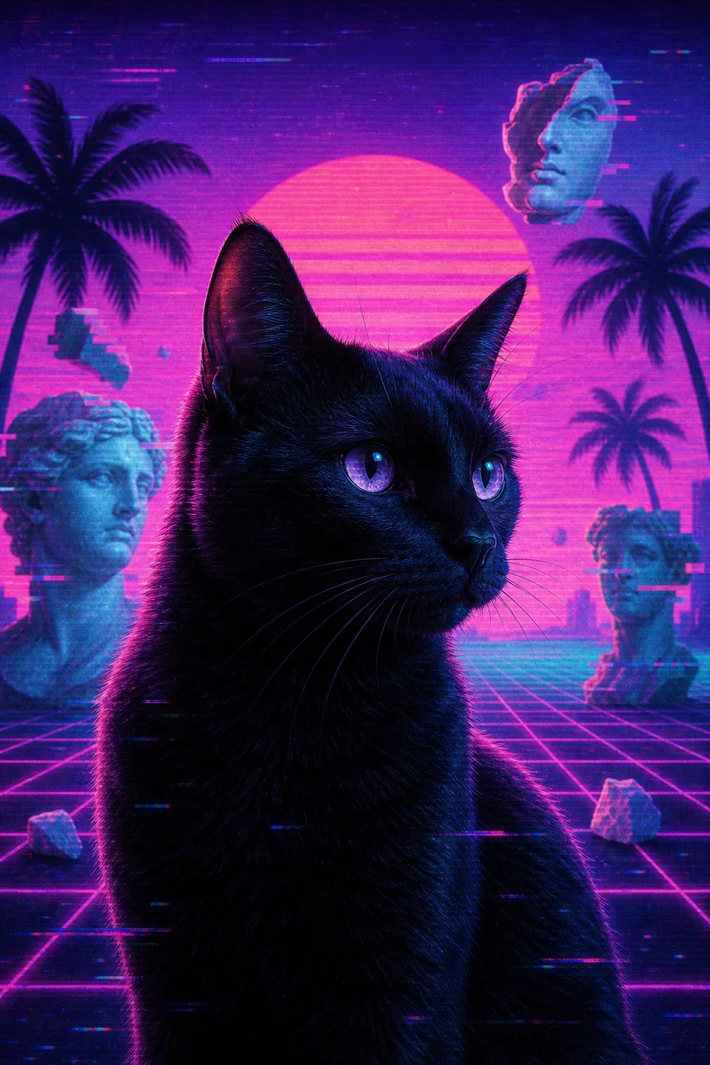 Vaporwave pet portrait style